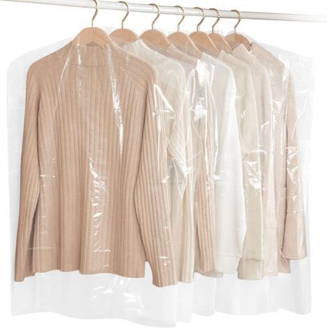 Housses de Vêtements 30 Pièces Couverture Anti-poussière Pochette étanche à la poussière Housses de Protection Transparentes pour Robe Costumes Manteaux 60 x 90 cm