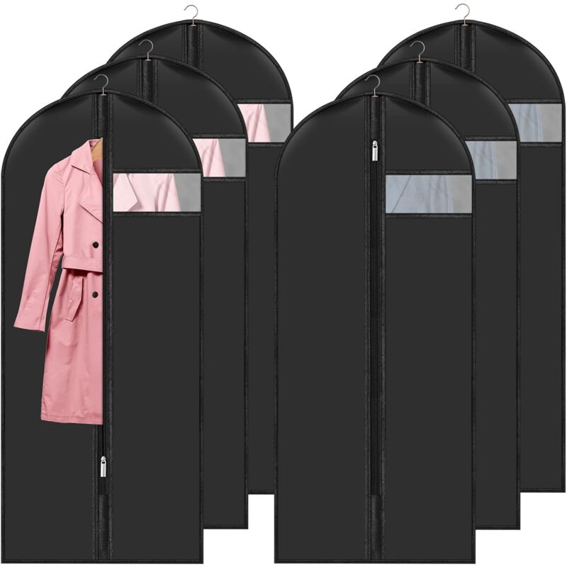 Housses de Vêtements 60 x 140 cm Lot de 6, Housse de Protection pour Vêtements anti Poussière Imperméables, Housse Vetement à Suspendre