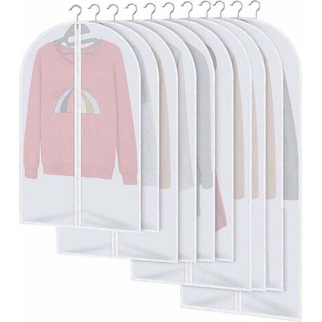 Housses de vêtements anti-poussière, imperméables, anti-acariens et anti-humidité, lot de 10 (blanches)