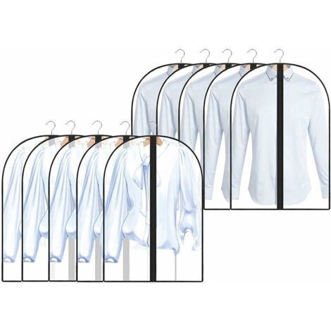 Housses de Vêtements, Lot de 10 Couverture de Costume Anti-Poussière Transparent, Sac de Vêtement avec Zip et Housses de Protection pour Chemise/Costume (6080cm)