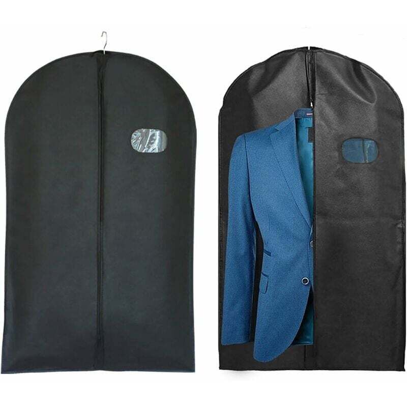 Housses de Vêtements，Sacs à vêtements avec fermeture à glissière，Rangement vêtements unisex ，Housse protection voyage，128x60cm ，，2 pcs（Noir）