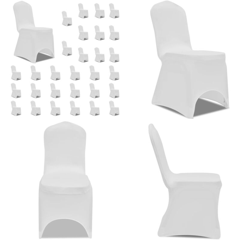 Vidaxl - Housses élastiques de chaise Blanc 30 pcs - housse de chaise - housses de chaise - Home & Living - Blanc