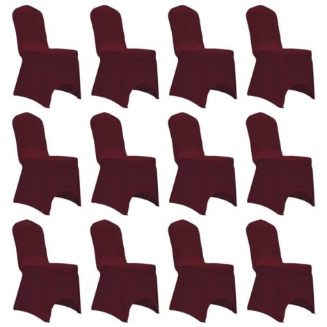 Housses élastiques de chaise Bordeaux 12 pièces DEC022526