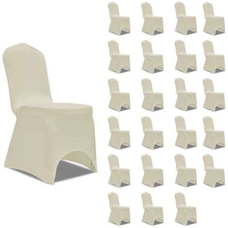 Housses élastiques de chaise Crème 24 pièces DEC022537