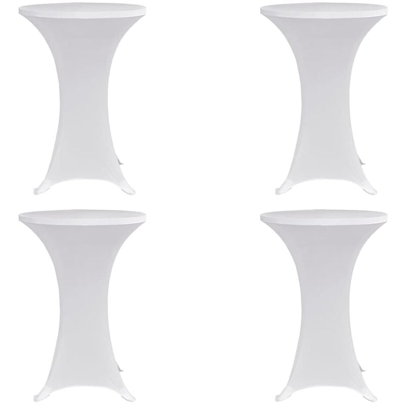 Housses élastiques de table Ø 60 cm Blanc 4 pcs