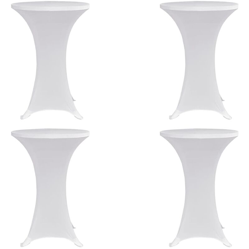 Housses élastiques de table Ø 70 cm Blanc 4 pcs