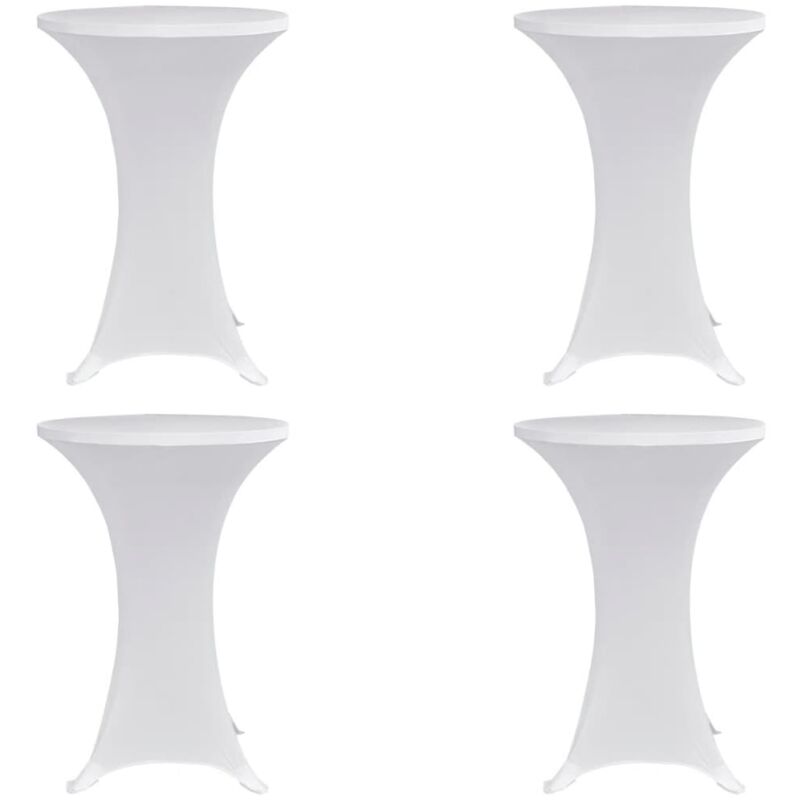 Housses élastiques de table Ø 70 cm Blanc 4 pcs