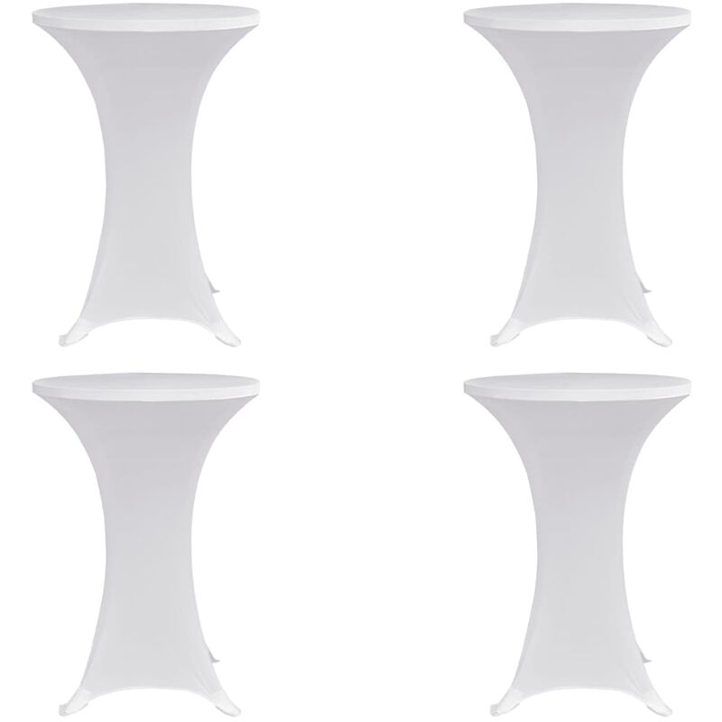 Housses élastiques de table Ø 80 cm Blanc 4 pcs