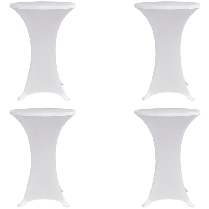 Housses élastiques de table Ø 60 cm Blanc 4 pcs