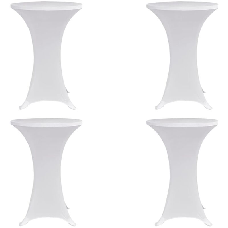 Housses élastiques de table Ø 80 cm Blanc 4 pcs