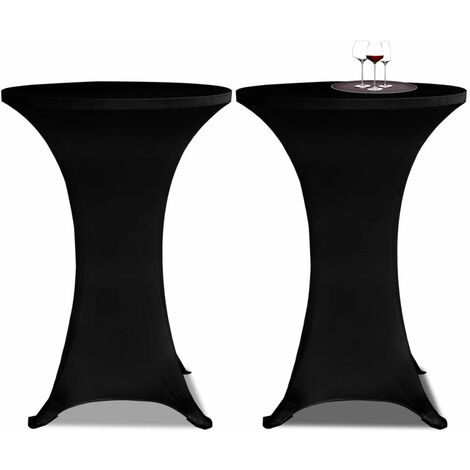 Housses élastiques de table Ø 80 cm Noir 2 pièces DEC022497