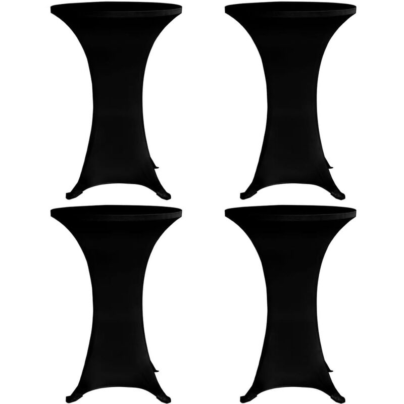 Housses élastiques de table Ø 80 cm Noir 4 pcs