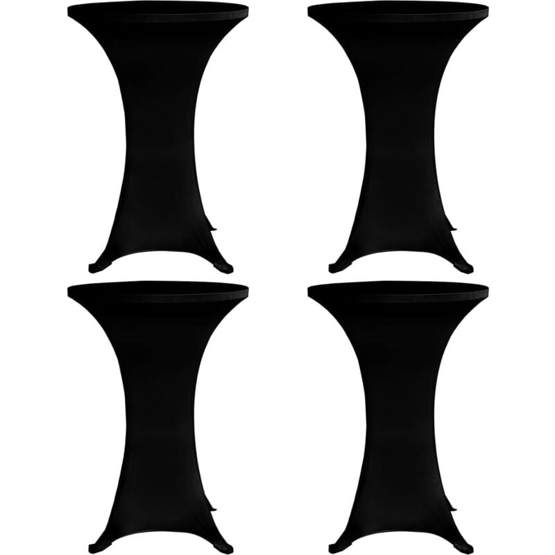 Housses élastiques de table Ø 80 cm Noir 4 pcs