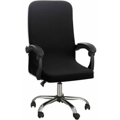 Housses élastiques pour chaise de bureau sans housse d'accoudoir motif jacquard avec dossier haut pour chaise d'ordinateur amovible pour chaise pivotante universelle Noir M