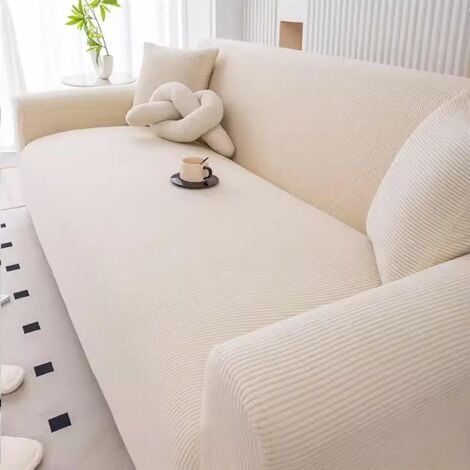 JALLERIA Housses Extensibles Jacquard Housse de Protection élastique à l'épreuve des Animaux Toutes Les Saisons antidérapant Moderne Couvre-lit canapé(Beige,3 places/190-220cm)