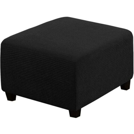 Housses Extensibles pour Tabouret de Rangement - Tissu Élasthanne Noir, Protection avec Élastique