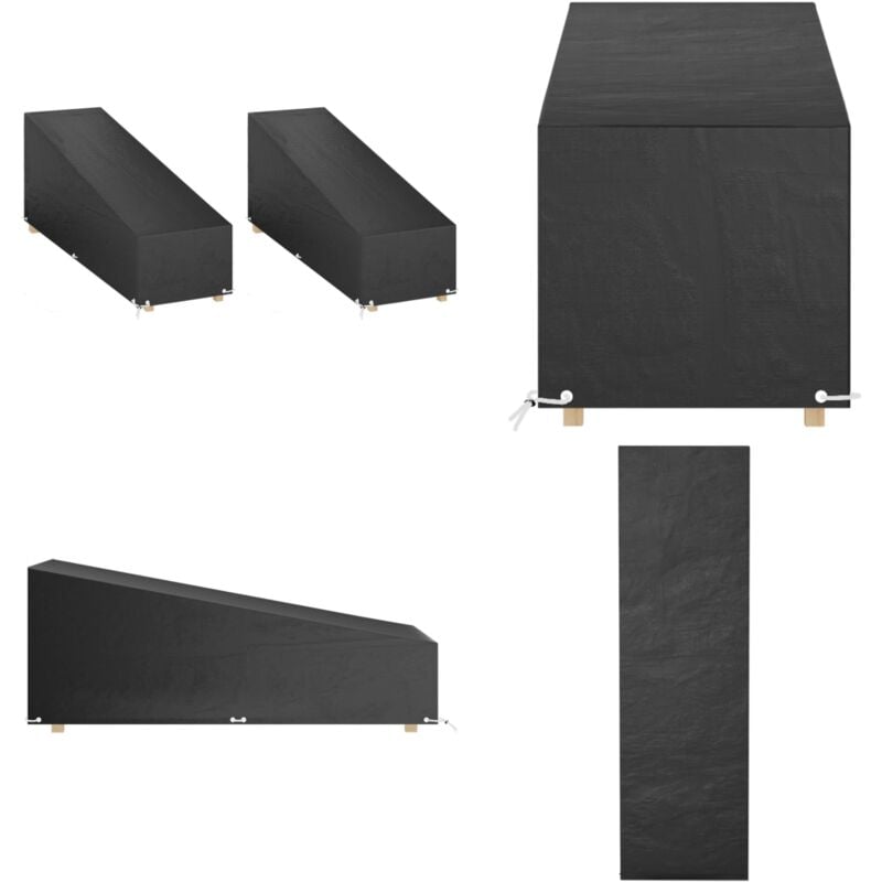 Housses pour chaise longue 2 pcs 12 œillets 205x75x40/70 cm pe - Housse Chaise Longue - Housse Extérieur - Protection Mobilier Jardin - Imperméable