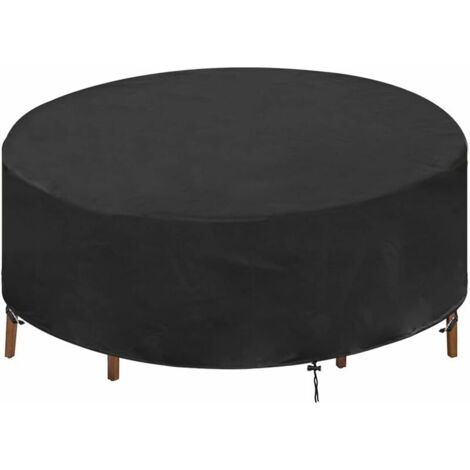 Housses pour Mobilier de Jardin Ronde avec Bande Réfléchissante, Oxford 210D Bache Exterieur Table Ronde, Housse Table de Jardin Imperméable (Ø230x110CM) Noir,