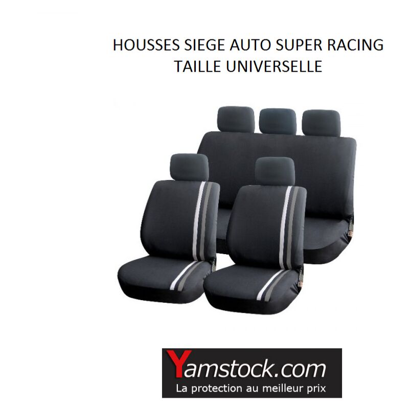 Housses pour sièges de voiture grise/noir super racing compatible airbag