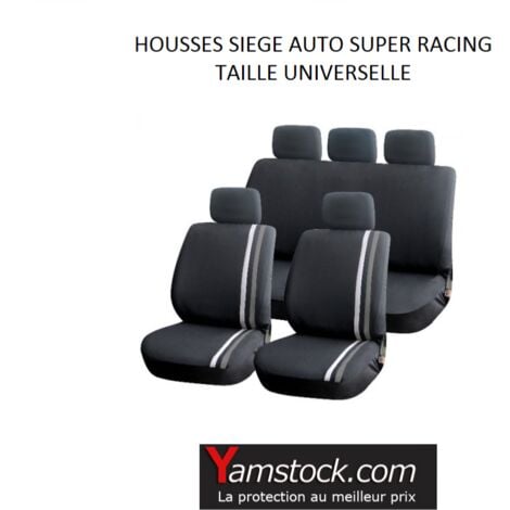 Housses pour sièges de voiture grise/noir super racing compatible airbag