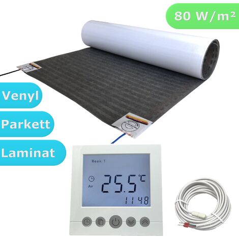 HoWaTech Lux Elektrische Fußbodenheizung Set mit Heizfolie und Regler Digital: 5.5m / 2.75m²