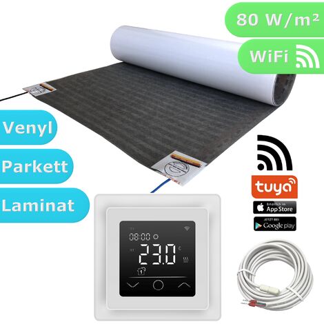 HoWaTech Temperaturregler WLAN Touch 750 weiß, für elektrische  Fußbodenheizung, tuya App