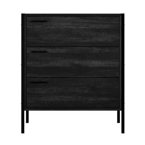 Hoxton 3 Drawer Chest - Particleboard/Metal - L40.2 x W63.8 x H78.5 cm - Black Matte