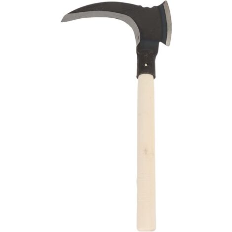 UGREAT Hoz de acero con alto contenido de manganeso, hoz doble para jardinería, herramienta de deshierbe agrícola, herramienta de jardinería manual multiusos (hoja única, palo de madera)