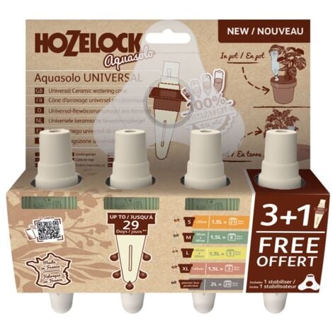 Hozelock 4xAquasolo Houseplant Universal Watering Ceramic Cones Medium 16in Pots