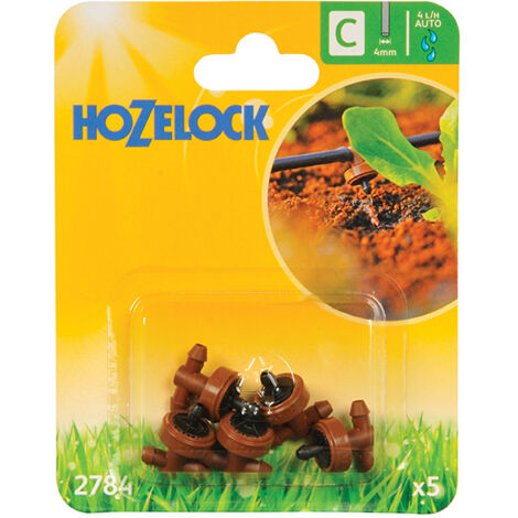 Hozelock In-Line Pressure Compensating Dripper 4 L/h for 4mm Tubing Pack of 5