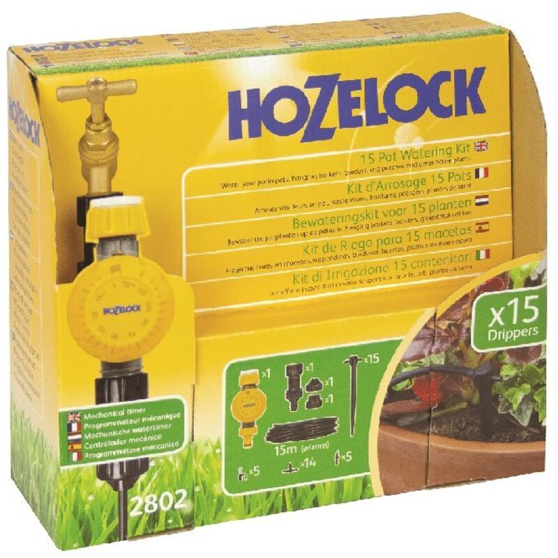 Mikrobewässerung Automatisches Bewässerungsset 15 Töpfe Hozelock