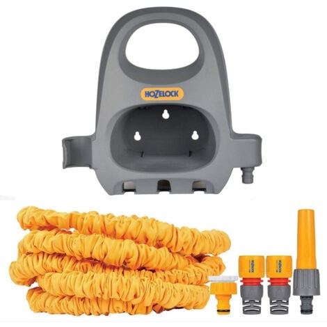 Porte tuyau fixation murale + Tuyau 15m extensible Superhoze HOZELOCK