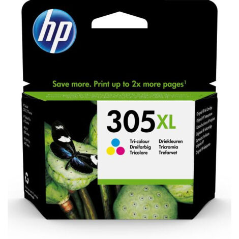 HP 305XL Cartouche d'encre trois couleurs grande capacité authentique (3YM63AE) pour DeskJet 2300/2710/2720/Plus4100, Envy 6000