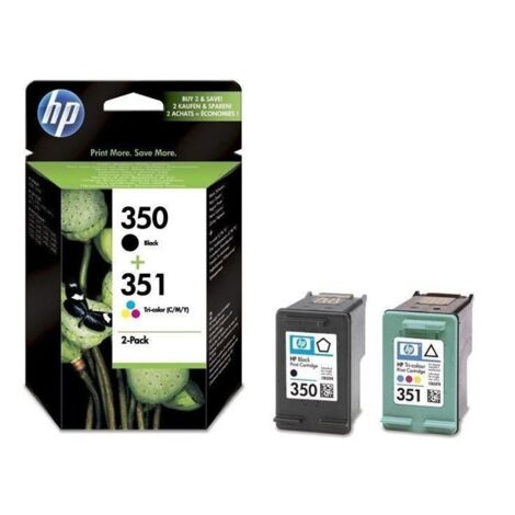 HP 350/351 - Paquete de 2 - negro, color (cian, magenta, amarillo) - original - cartucho de tinta - para Officejet J6415, Photosmart C4382, C4450, C44