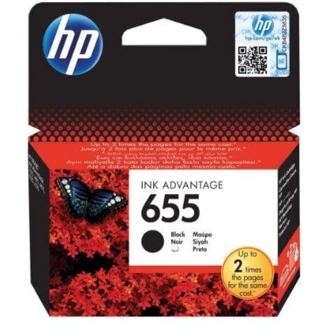 HP 655 Tintenpatrone Schwarz – 550 Seiten, Tinte auf Farbstoffbasis