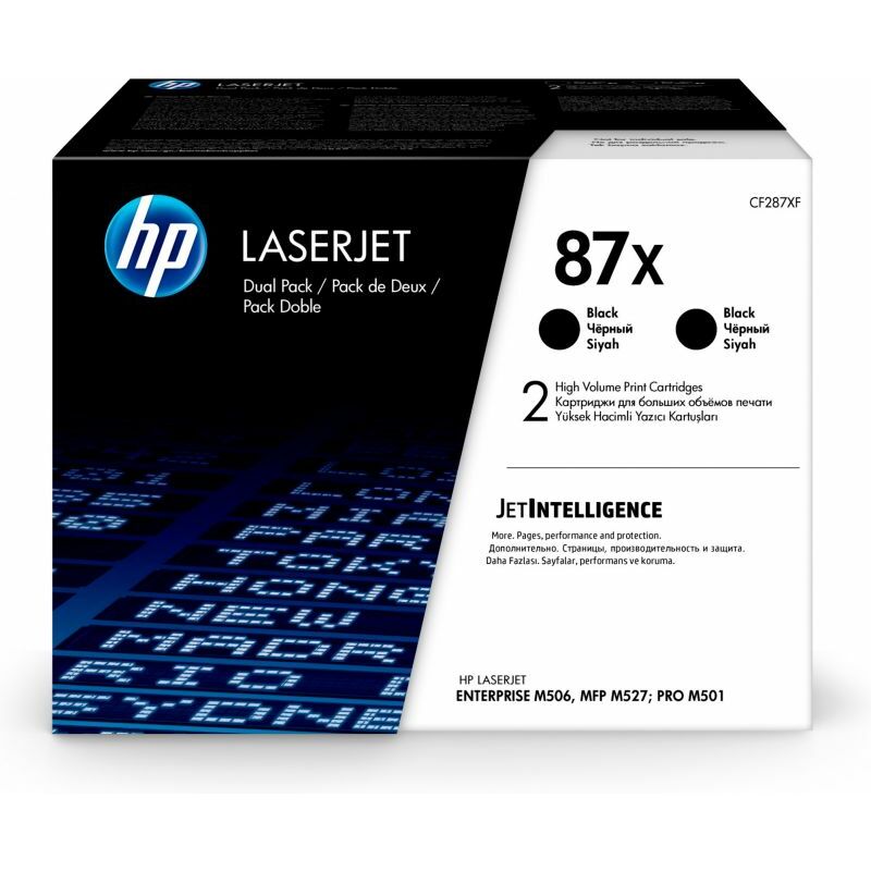 

HP - Paquete de 2 cartuchos de tóner negro Originales LaserJet 87X de alta capacidad