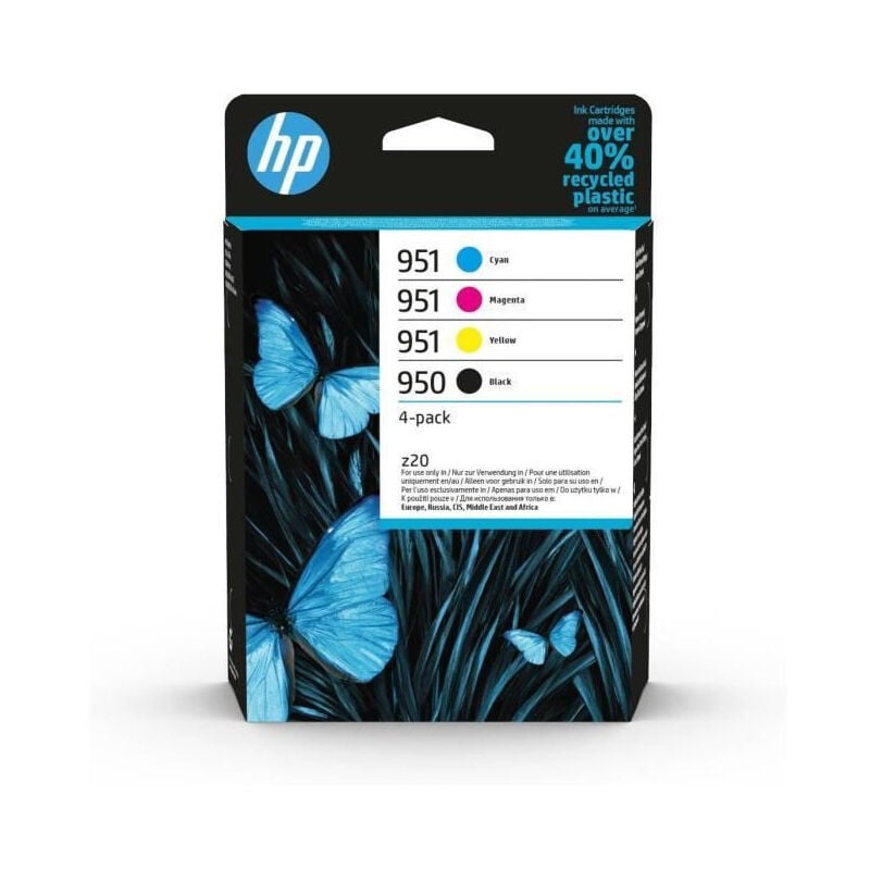 Hp 950/951 pack de 4 cartouches dencre authentiques, noir/cyan/magenta/jaune C2P43AE pour imprimantes hp OfficeJet Pro 8600