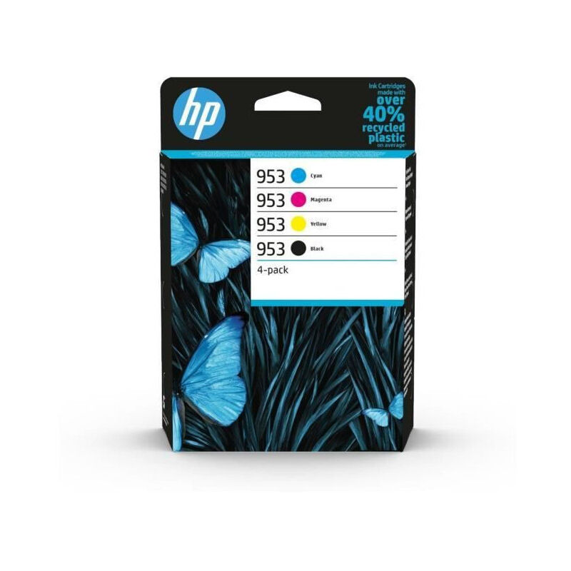 Hp 953 pack de 4 cartouches dencre authentiques, noir/cyan/magenta/jaune 6ZC69AE pour hp OfficeJet Pro 7700 / 8200 / 8700