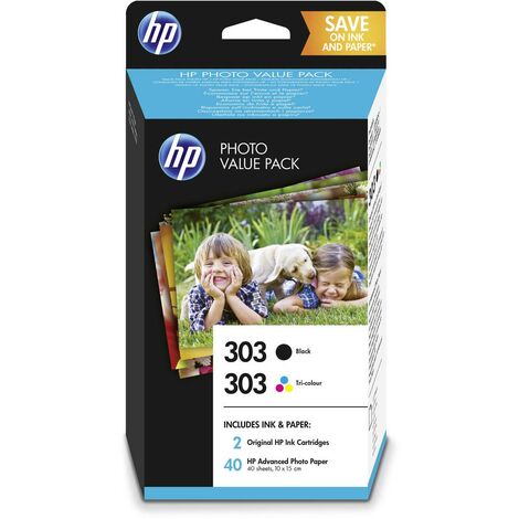 HP Cartouche dencre 303 Photo Value Pack dorigine pack bundle noir, cyan, magenta, jaune Z4B62EE Pack de cartouches dimprimante