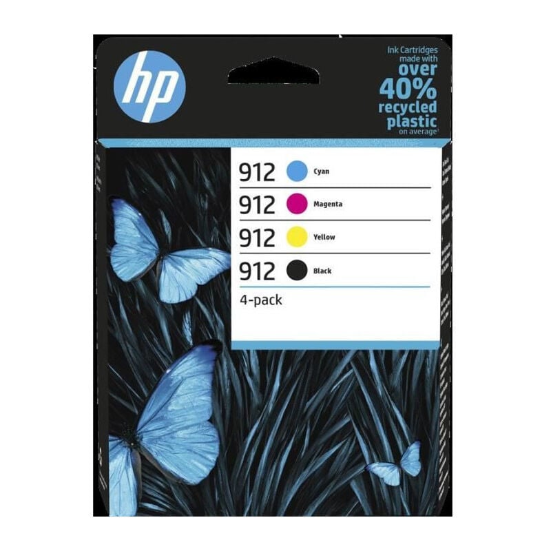 Hp 912 Pack de 4 cartouches dencre noire, cyan, jaune et magenta authentiques 6ZC74AE pour OfficeJet 8010/Pro 8020 series
