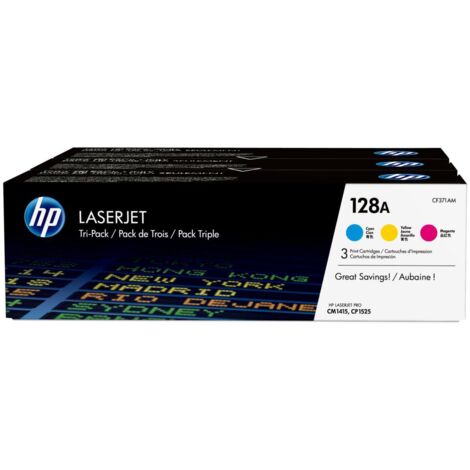 HP Confezione 3 Cartucce Originali di Toner Ciano Magenta Giallo LaserJet 128A