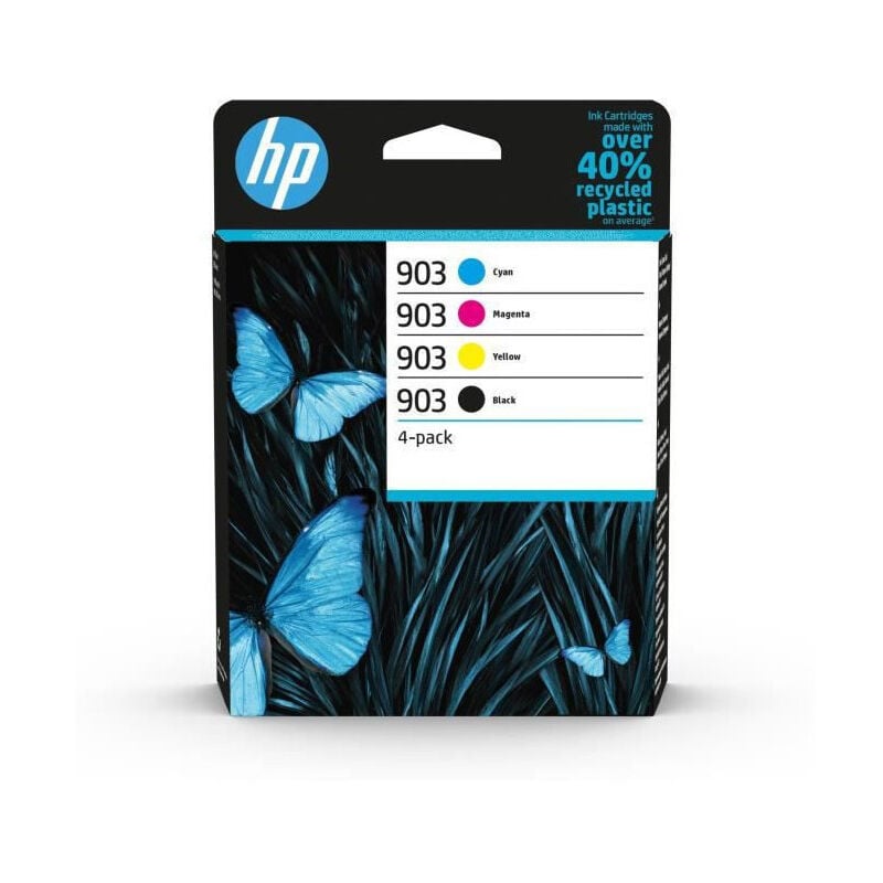 Hp 903 Pack de 4 cartouches dencre noire, cyan, jaune et magenta authentiques 6ZC73AE pour hp OfficeJet / OfficeJet Pro 6900