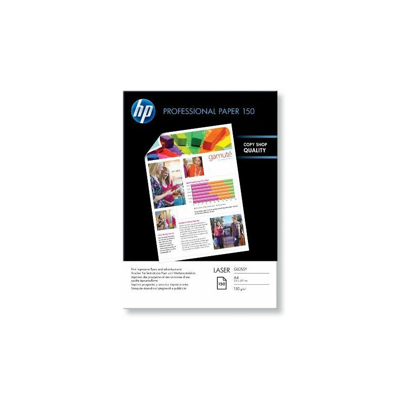 

HP Papel láser brillante profesional de 150 g/m²- 150 hojas/A4/210 x 297 mm