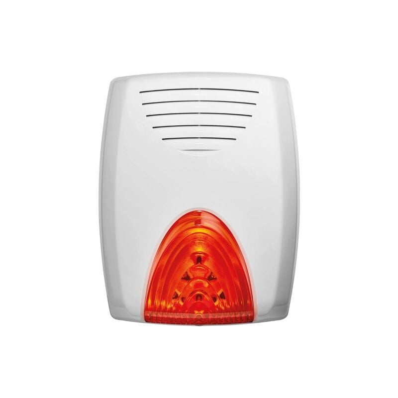 Elkron - Sirène extérieure HPA800 asa avec flasher, pression sonore 114 dB à 1 m. Batterie insérable 12V@2.2A, couleur blanche