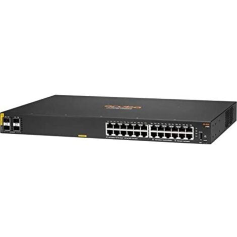 HPE Aruba 6100 24G Class4 PoE 4SFP+ - Conmutador - Gestionado - 24 x 10/100/1000 + 4 x 1 Gigabit / 10 Gigabit SFP+ - flujo de aire de lado a lado - mo