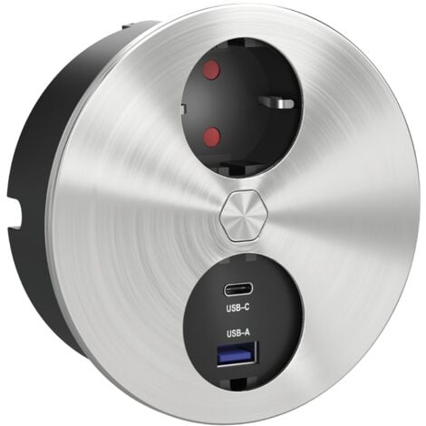 HPF Steckdose mit USB-C und USB-A, Schuko Anschluss in Edelstahl