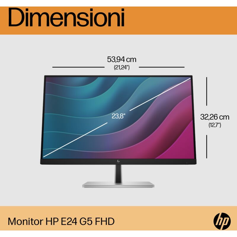 Image of Hp E-Series E24 G5 Monitor pc 60,5 cm (23.8") 1920 x 1080 Pixel Full hd led Argento, Nero