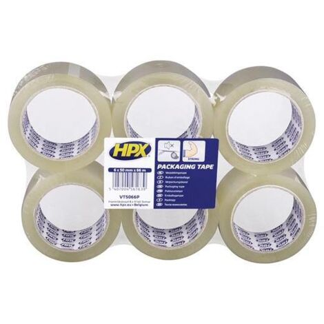 HPX Ruban d'emballage pack de 6 rouleaux - transparent 50mm x 66m