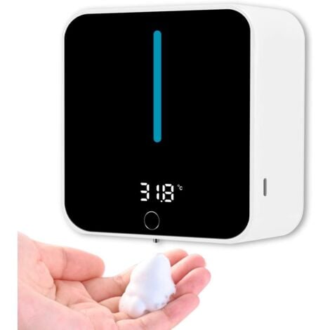 HIASDFLS HPYLIF H Wall Mounted Soap Dispenser, 400ML Automatic Soap Dispenser, LCD Soap Dispenser Display Room Temperature and Speed, Can be Cleaned with One Button