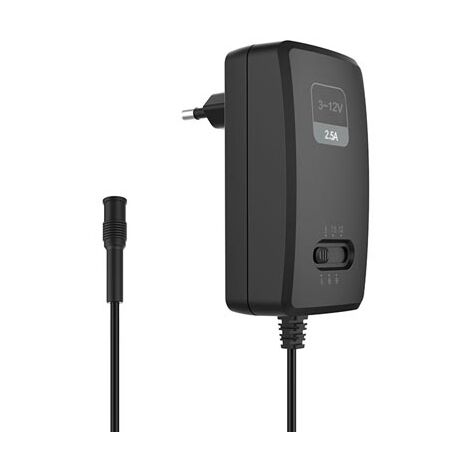 HQ-Power Adaptador de Corriente Universal 3-12 VDC 2.5 A 30 W para Dispositivos electrónicos e informáticos, diseño Compacto con 6 Conectores Intercambiables y Cable de 1.5 m, Negro